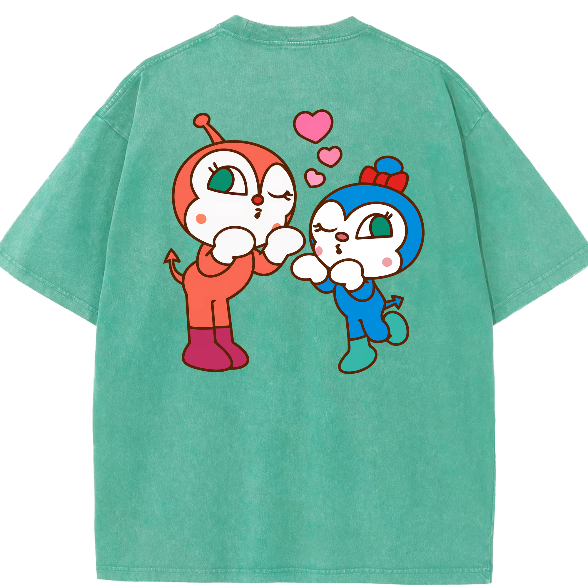 （画像用） アンパンマン Anpanman 綿100% ヴィンテージ風 半袖Tシャツ（背面プリント）